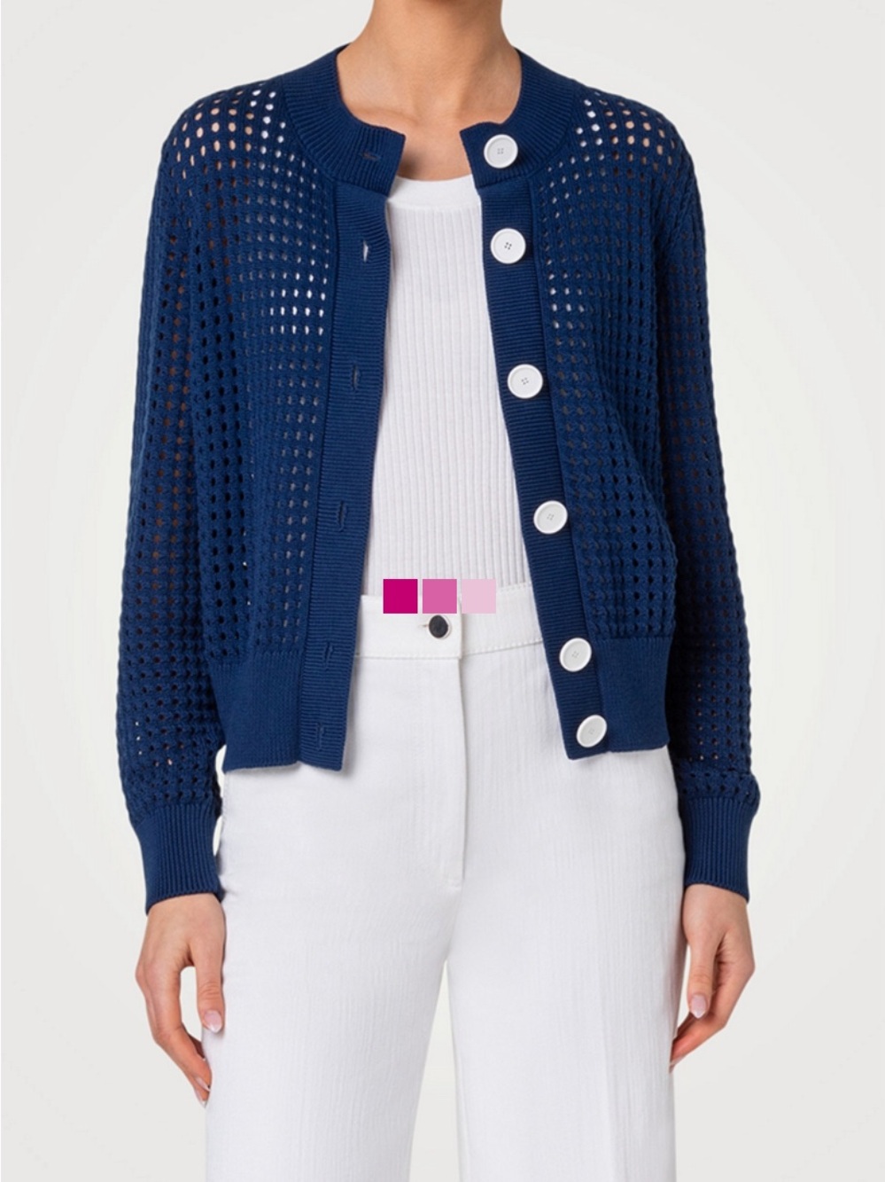 Arkis Punto Cotton Mesh Cardigan navy blue size 8